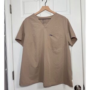 FIGS Khaki Scrub Top Womens 3XL Tan Medical Nursing Healthcare
